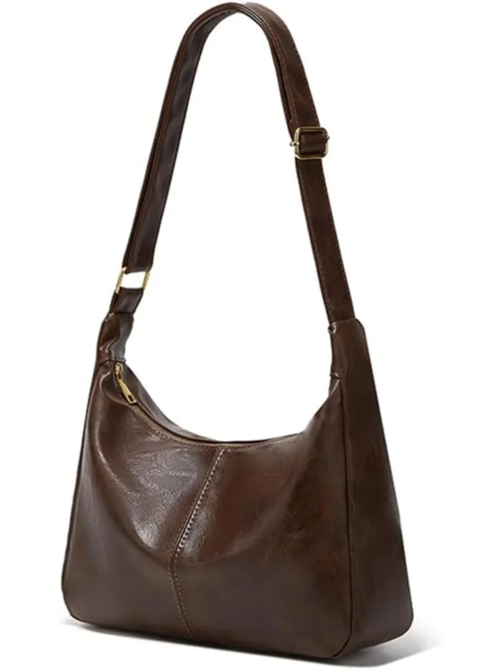 Stylish Brown Leather Hobo Bag for Women | Slouchy Everyday Purse with Zipper